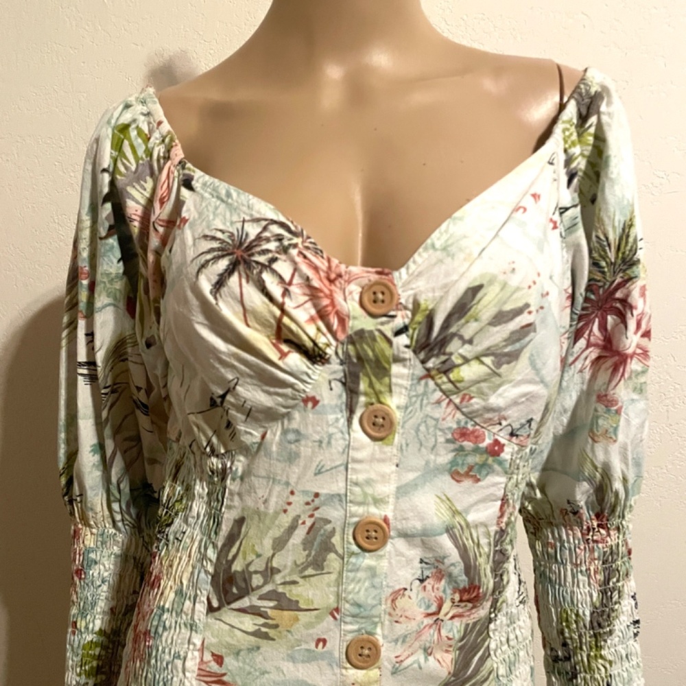 Asos Design Button Through Shirred Mini Dress In … - image 4